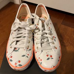 Keds x Rifle Paper Kickstart Mini Strawberries Leather Sneaker White